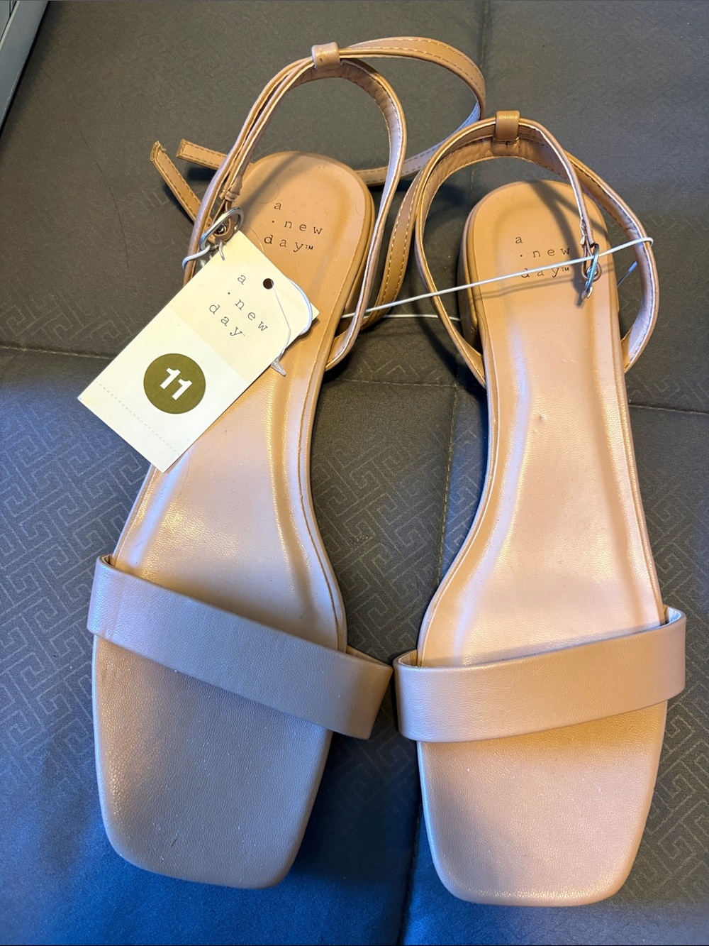 a new day Tan Square-Toe Ankle-Strap Sandals